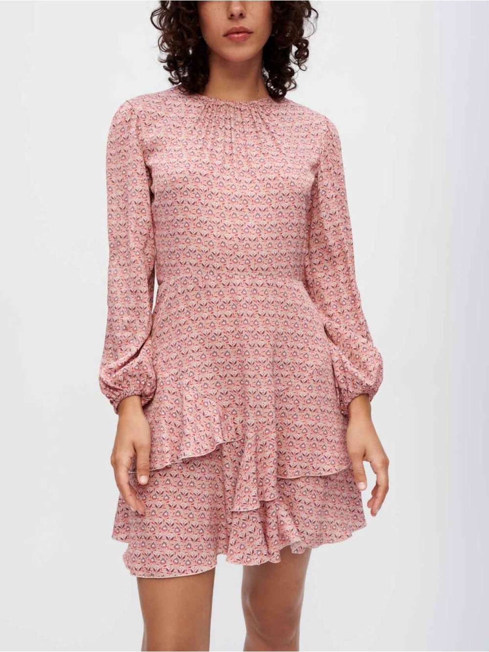 Maje Pink Printed Asymmetrical Ruffle Dress 6